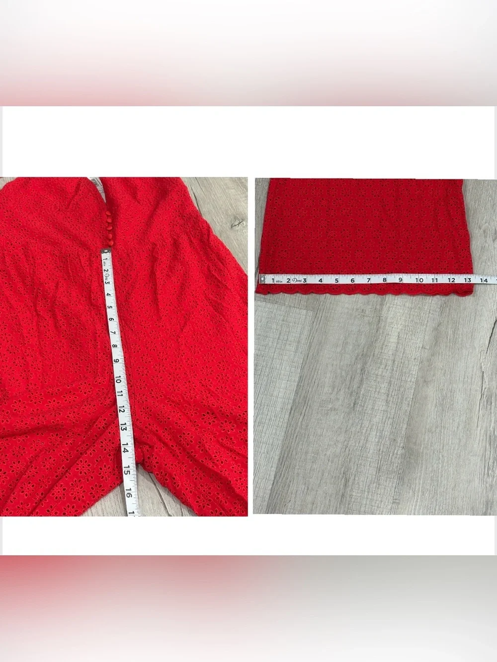 Alice + Olivia Women’s Red Eyelet Lace V-Neck Wide-Leg Jumpsuit 8
